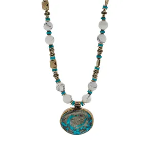 Vintage Style Turquoise Stone Pendant Beaded Necklace