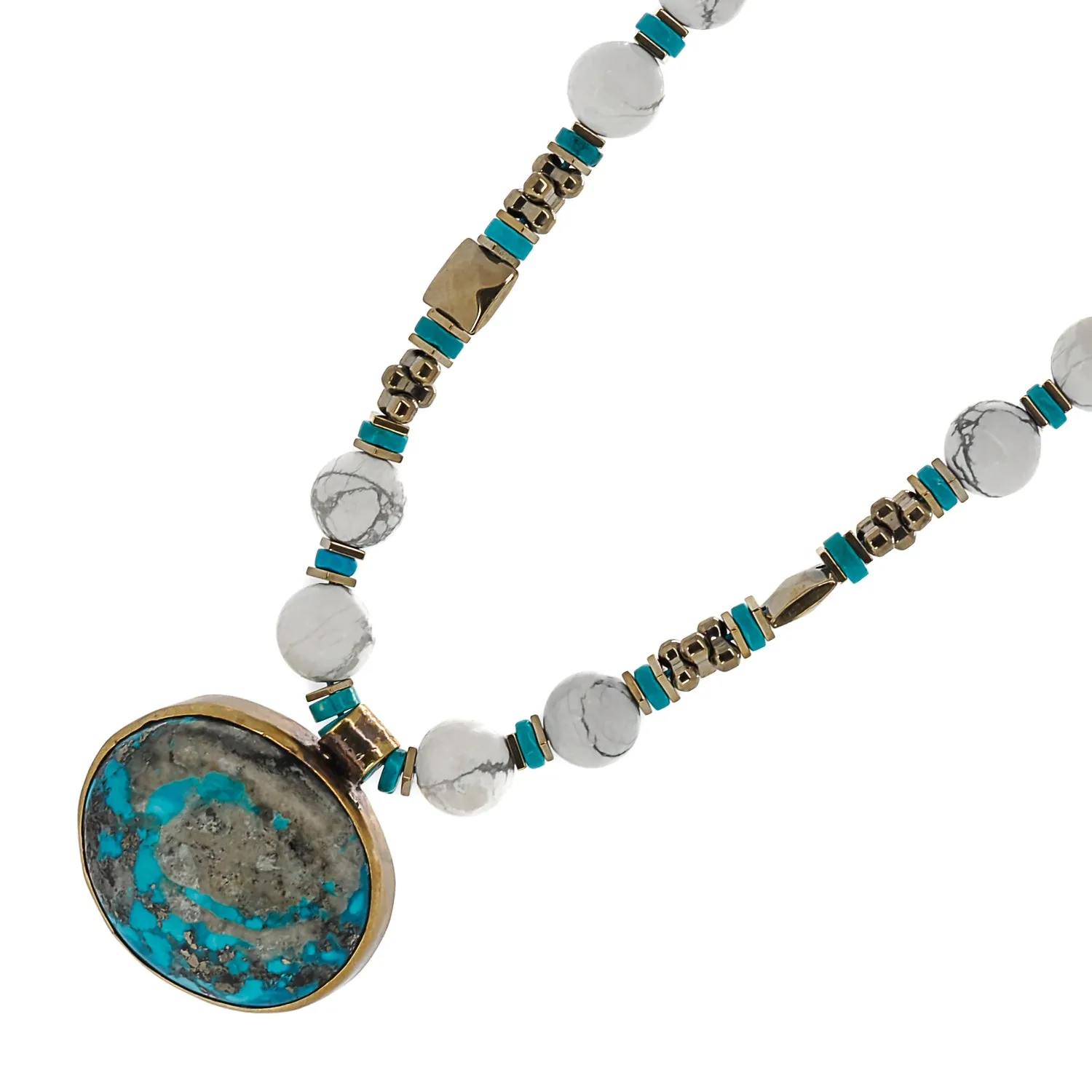 Vintage Style Turquoise Stone Pendant Beaded Necklace