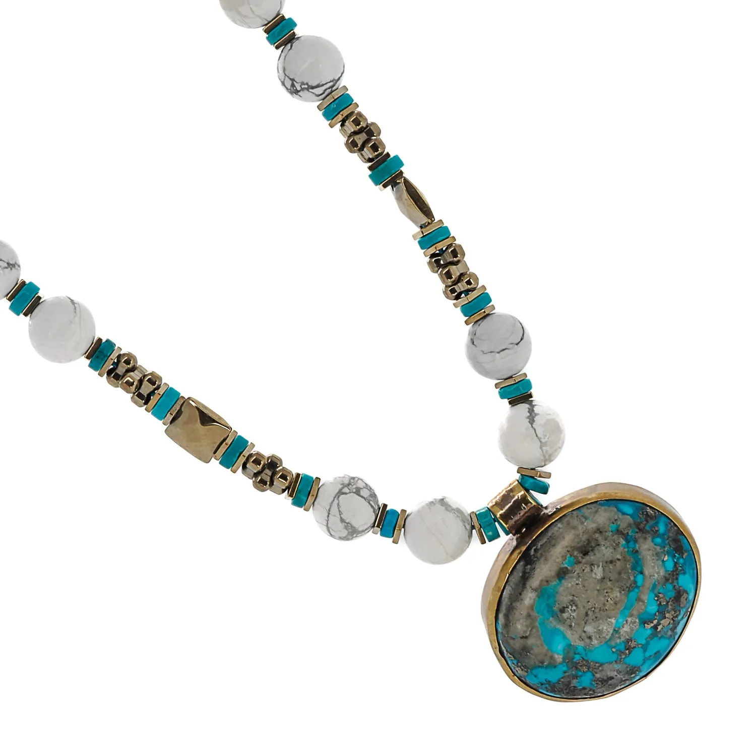 Vintage Style Turquoise Stone Pendant Beaded Necklace