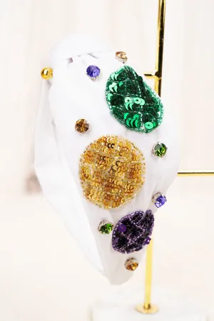 Viola White 'Mardi Gras' Sequin Knotted Headband