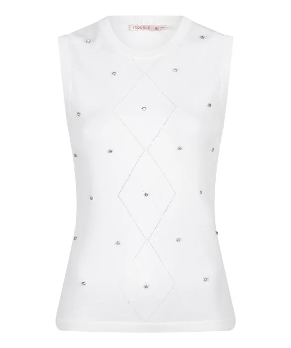 White & Rhinestone Sleeveless