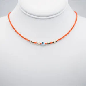 White Evil Eye Beaded Necklace - Handcrafted Turkish Jewelry