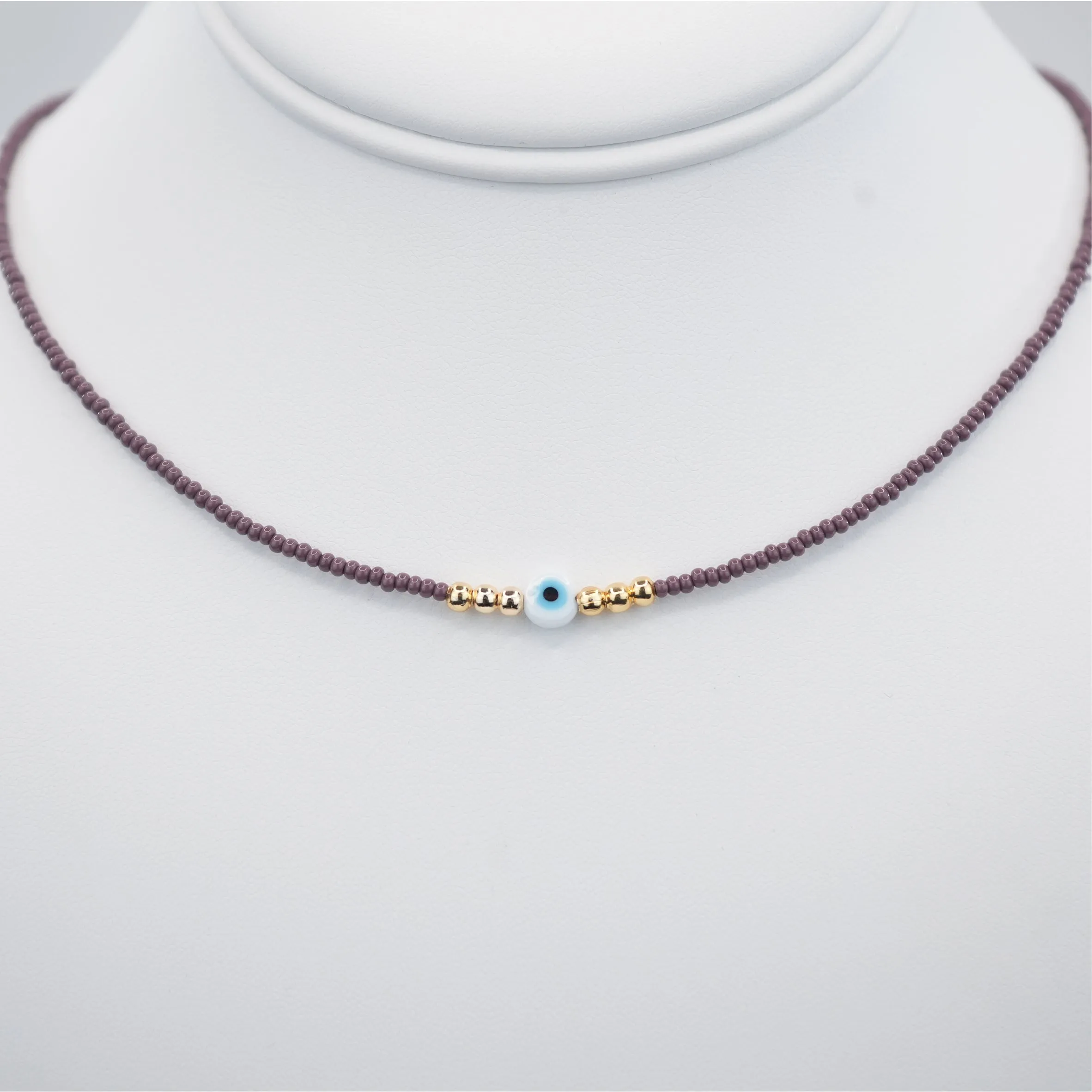 White Evil Eye Beaded Necklace - Handcrafted Turkish Jewelry