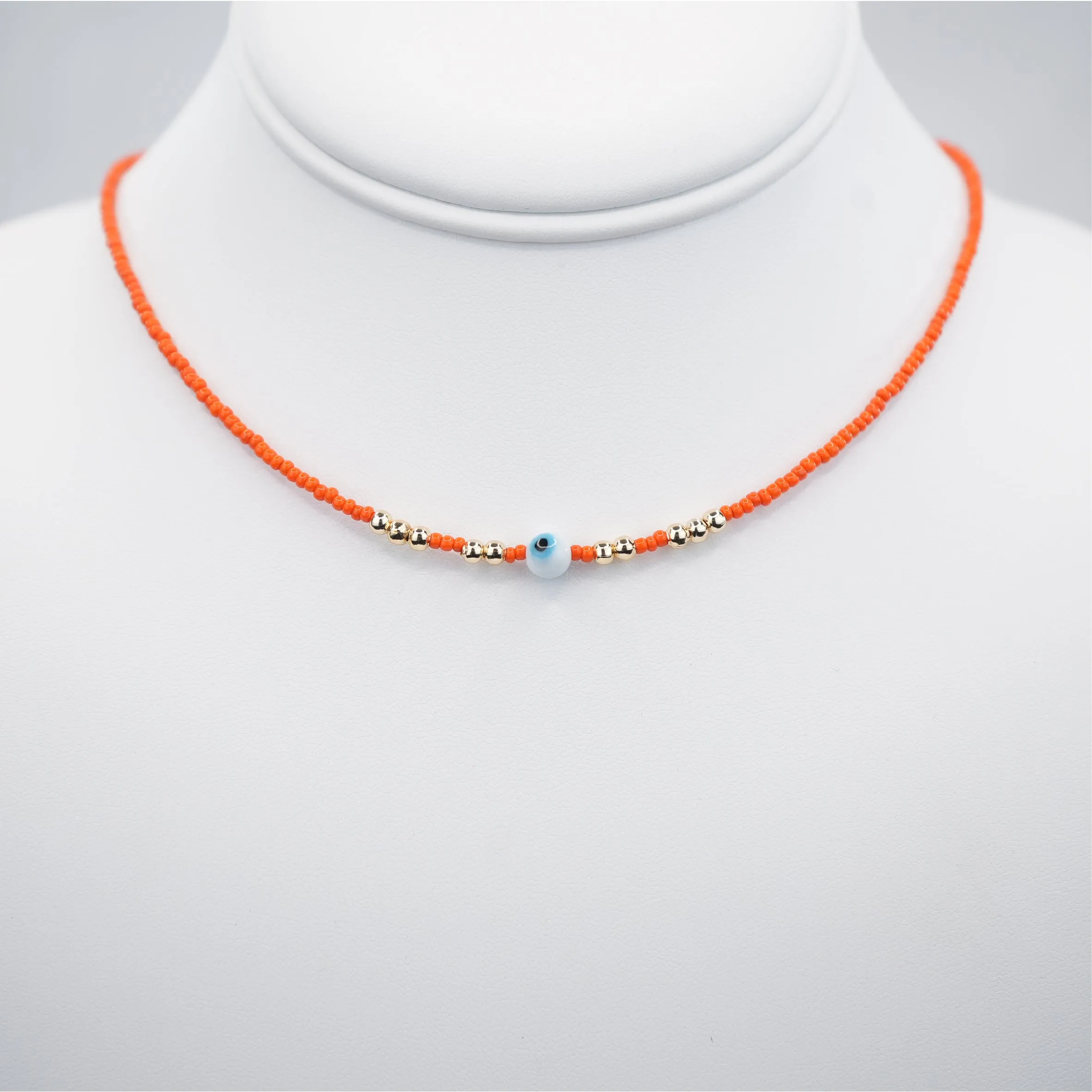 White Evil Eye Beaded Necklace - Handcrafted Turkish Jewelry