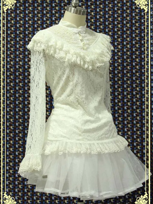 White Lace Lolita Blouse Long Sleeves