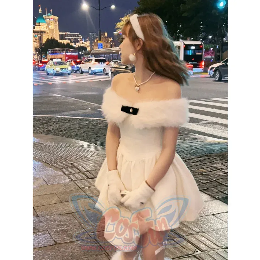 White One-Shoulder Noble Lady Dress S23009