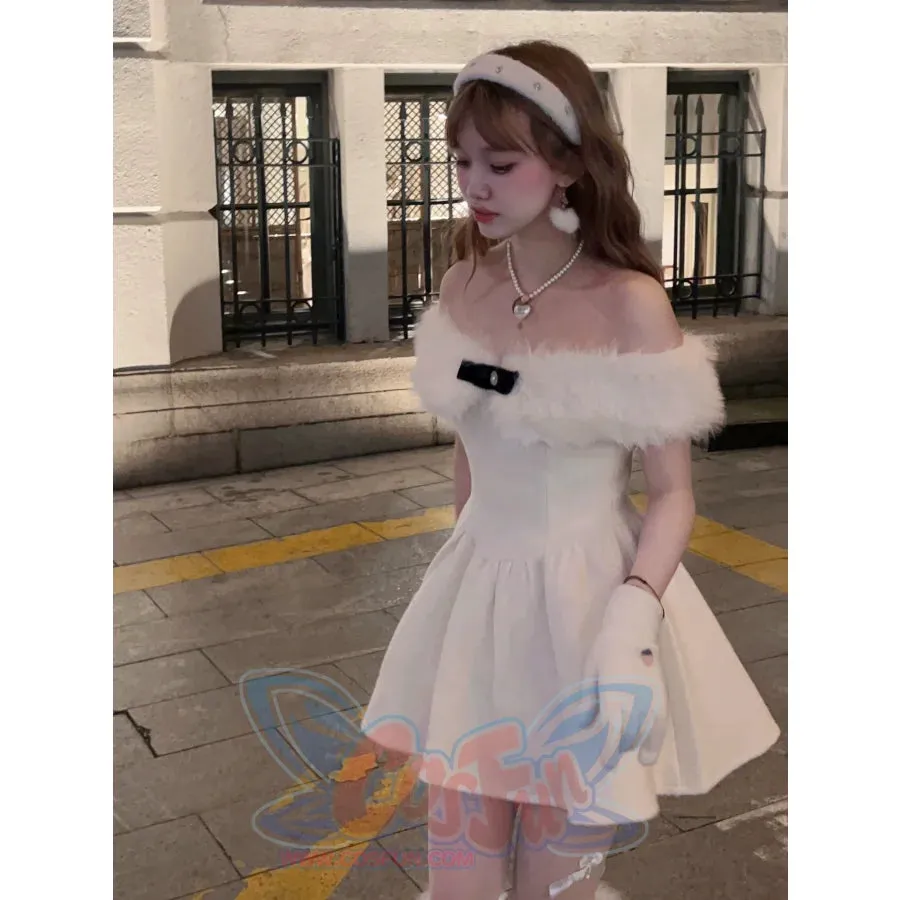 White One-Shoulder Noble Lady Dress S23009