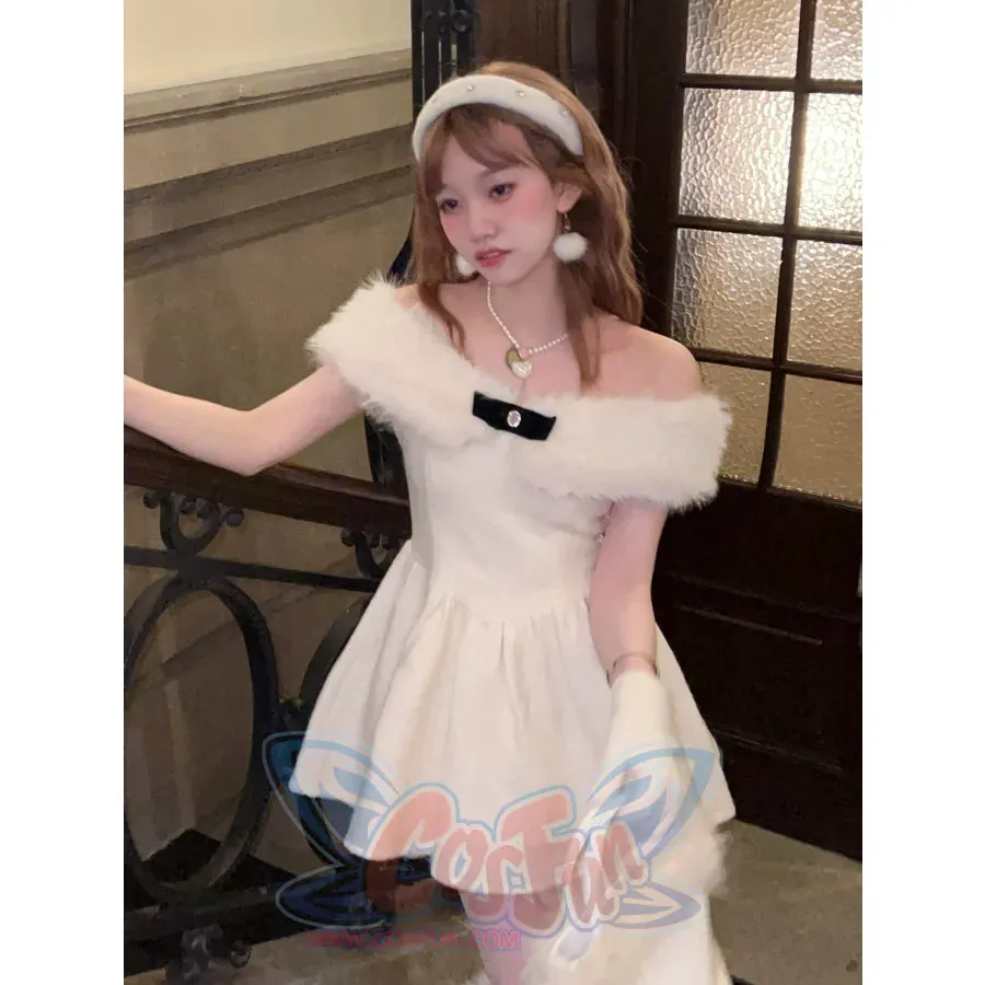 White One-Shoulder Noble Lady Dress S23009